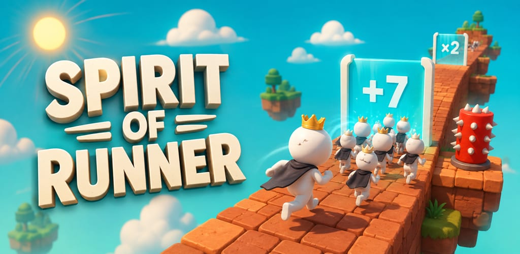 Spirit Of Runner için hazırlanmış, koşucuları ve renkli seçim kapılarını gösteren tanıtım çizimi
